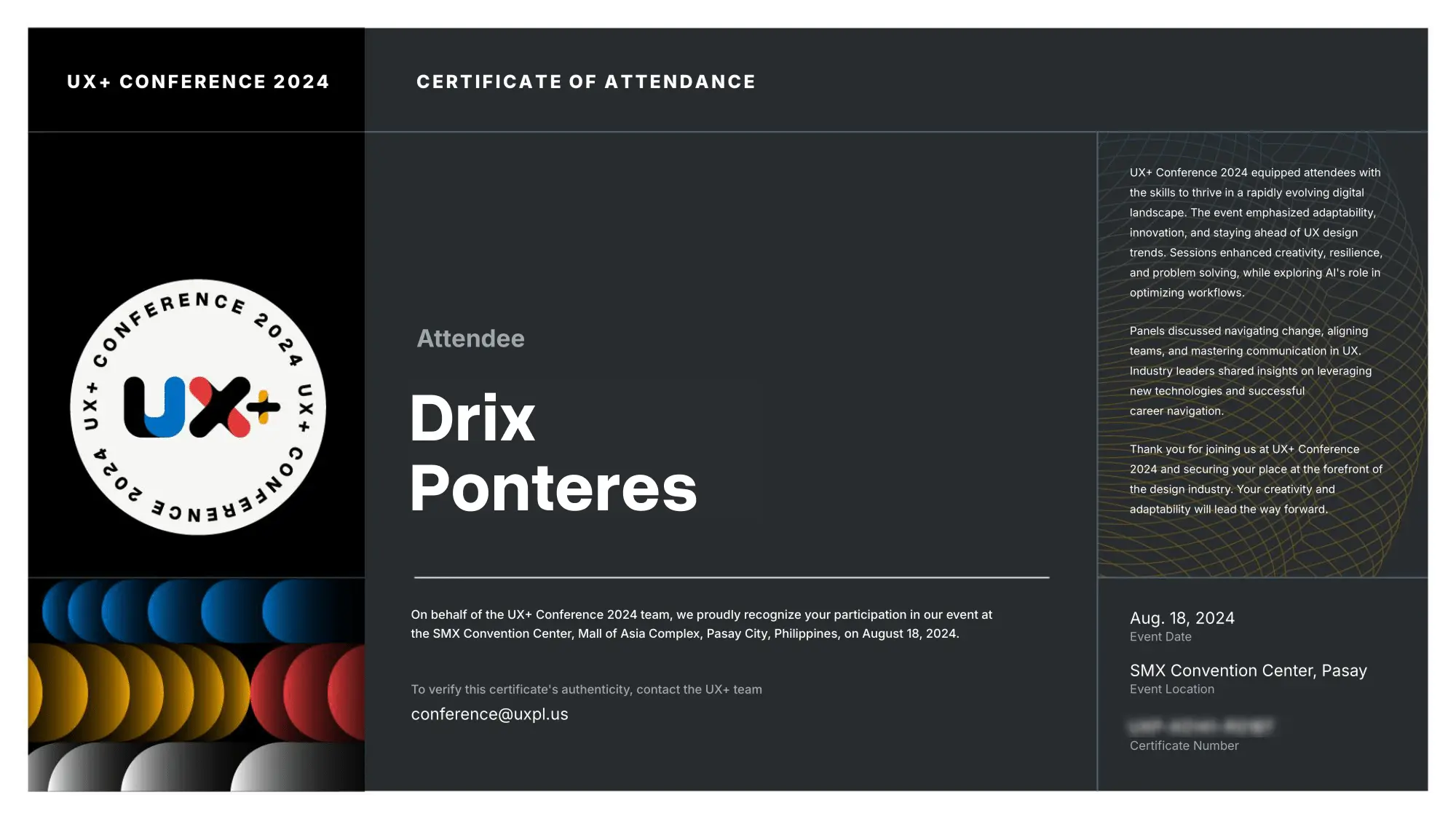 UX+ 2024 Conference Attendee screenshot