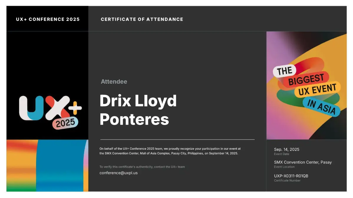 UX+ 2025 Conference Attendee screenshot